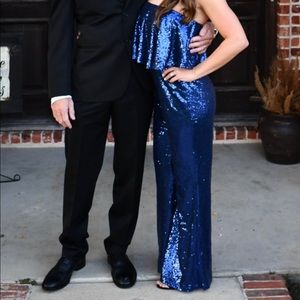 Lulu’s Royal Blue sequin jumpsuit